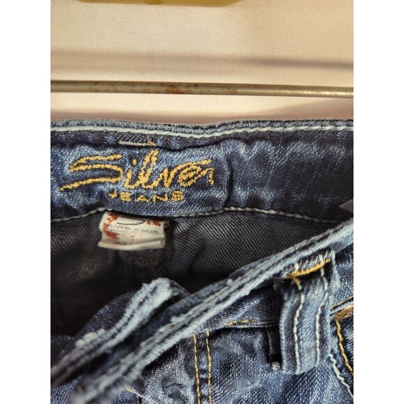 Silver Womens Lola Plus Jeans Bootcut Distressed Western Festival Boho 16/31 - Picture 4 of 7